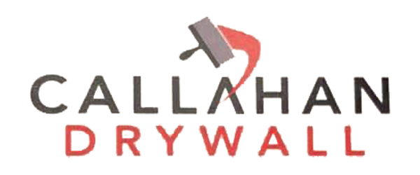 Logo for Callahan Drywall featuring the company name in bold letters. A paint roller forms part of the “A” in “Callahan,” and the word “Drywall” is displayed in red below.